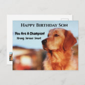 Champion Son Birthday Golden Retreifer Postkarte (Vorne/Hinten)