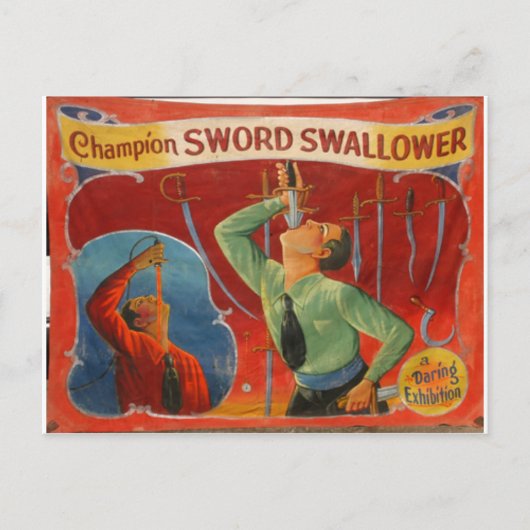 Champion Sword Swallower Postkarte (Vorderseite)