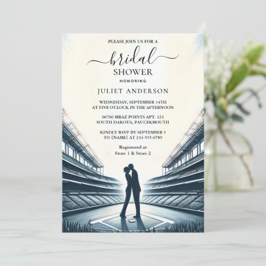 Champion Team Ball Field Baseball Brautparty Einladung (Stehend Vorderseite)