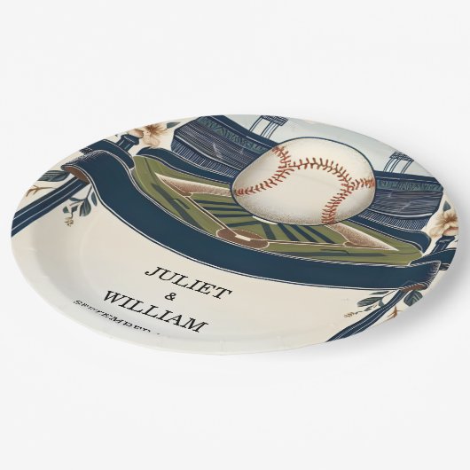 Champion Team Ball Field Pitch Baseball Hochzeit Pappteller (Schrägansicht)