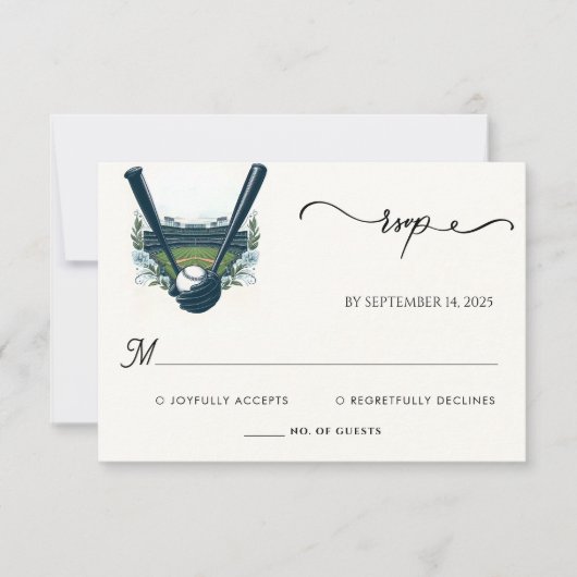 Champion Team Ball Field Pitch Baseball Hochzeit RSVP Karte (Vorderseite)