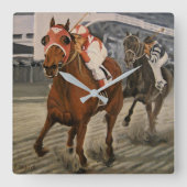 Champion Thoroughbred Race Pferde gewinnt Quadratische Wanduhr (Vorderseite)