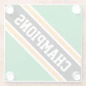 CHAMPIONEN Hellgrüne, schwarz-gelbe, schlanke Stre Glasuntersetzer (Rückseite)