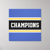 CHAMPIONS Athletic Blue Yellow Schwarz-weiß Stripe Leinwanddruck (Vorderseite)