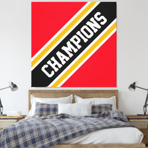 CHAMPIONS Athletic Bold Bright Red Black Stripes Leinwanddruck