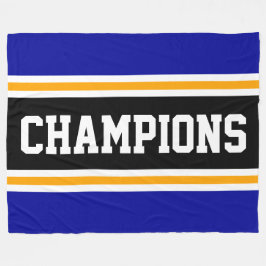 CHAMPIONS Athletic Royal Blue Black Yellow Stripes Fleecedecke