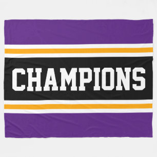 CHAMPIONS Athletic Royal Lila Black Stripes Fleecedecke
