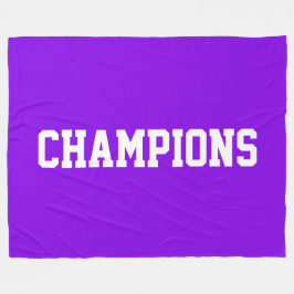 CHAMPIONS Athletic White Text On Bright Purple Fleecedecke