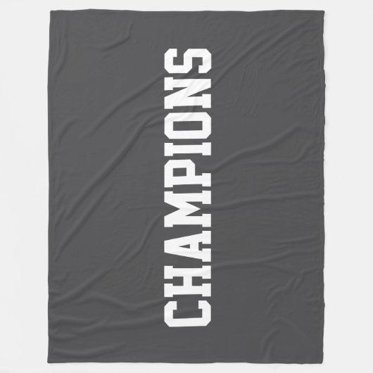CHAMPIONS Bold Athletic White Text On Deep Gray Fleecedecke (Vorderseite)