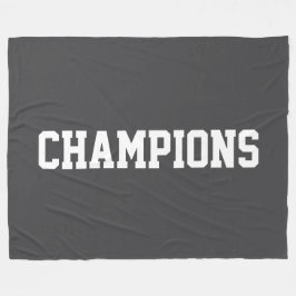 CHAMPIONS Bold Athletic White Text On Deep Gray Fleecedecke