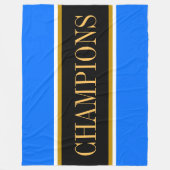 CHAMPIONS Bright Blue Black White Racing Stripes  Fleecedecke (Vorderseite)
