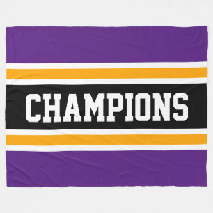 CHAMPIONS Fun Bold Deep Black Yellow Stripes Fleecedecke