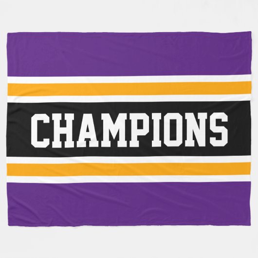 CHAMPIONS Fun Bold Deep Black Yellow Stripes Fleecedecke (Vorderseite (Horizontal))