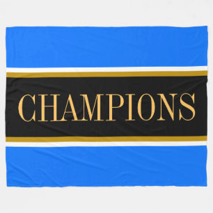 CHAMPIONS Hellblau Schwarz Weiß Rennstreifen Fleecedecke
