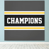 CHAMPIONS Leichtathletische, graugelbe Schwarz-wei Leinwanddruck (Insitu (Holzboden))