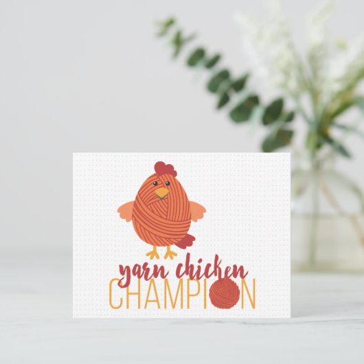 Champions mit Rot- und Orangengarn-Chicken-Champio Postkarte (Stehend Vorderseite)