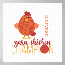 Champions Poster aus Rot und Orange Garn