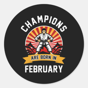 Champions sind im Februar Karate der Kampfkünste G Runder Aufkleber