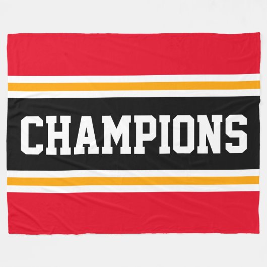 CHAMPIONS Spaß Athletic Bright Red Black Stripes Fleecedecke (Vorderseite (Horizontal))