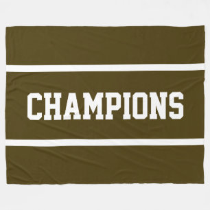 CHAMPIONS Sportlich Braun Sportlich Weiße Textstre Fleecedecke