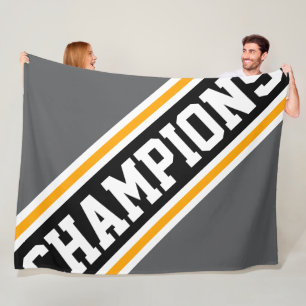 CHAMPIONS Sportlich Grau Schwarz Weiß Orange Strei Fleecedecke