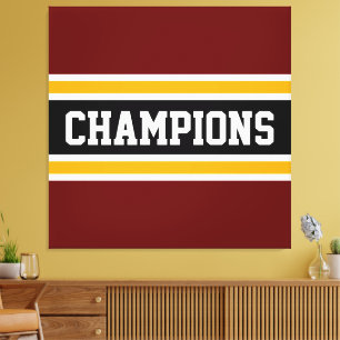 CHAMPIONS Sportlich Tiefrot Schwarz Orange Streife Leinwanddruck