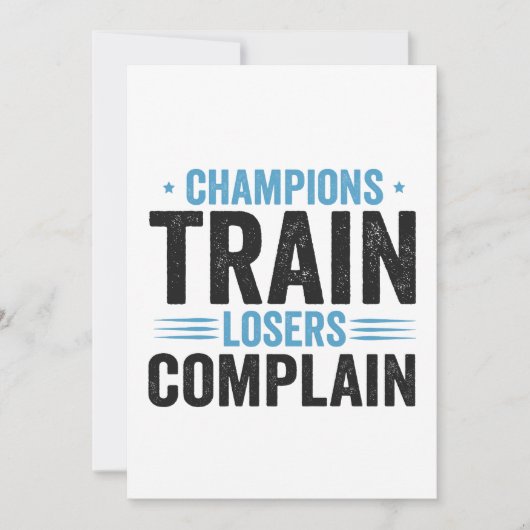 Champions Train Losers Beklagung Funny Fitness Ges Einladung (Vorderseite)