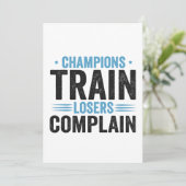 Champions Train Losers Beklagung Funny Fitness Ges Einladung (Stehend Vorderseite)