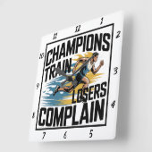 Champions Train Losers Beschwerdeführer Quadratische Wanduhr (Winkel)