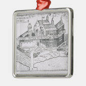 Champlains Ansicht von Quebec Ornament Aus Metall (Links)