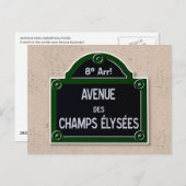 Champs-Elysee-Schildkarte Postkarte (Vorne/Hinten)