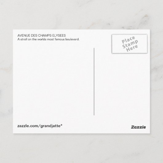 Champs-Elysee-Schildkarte Postkarte (Rückseite)