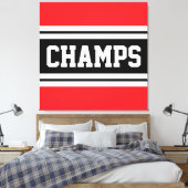CHAMPS Hellrot Schwarz-weiße Rennstreifen Leinwanddruck (Insitu (Schlafzimmer))