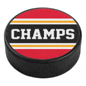 CHAMPS Hellrotes, schwarz-gelbes sporadisch Streif Eishockey Puck (3/4)