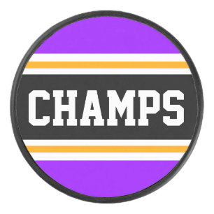 CHAMPS Lila, schwarz-gelbe Streifen Eishockey Puck