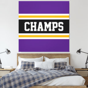 CHAMPS Spaß Athletik Lila Orange Schwarze Streifen Leinwanddruck