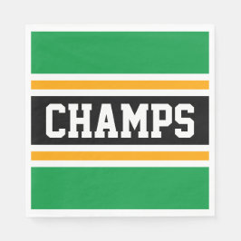 CHAMPS Sporty Fun Green Black Yellow Streifen Serviette