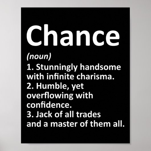 Chance Definition Personalisiert Name Funny Birthd Poster (Vorne)