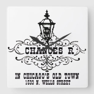 Chances R Restaurant, Chicago und Chicagoland Quadratische Wanduhr
