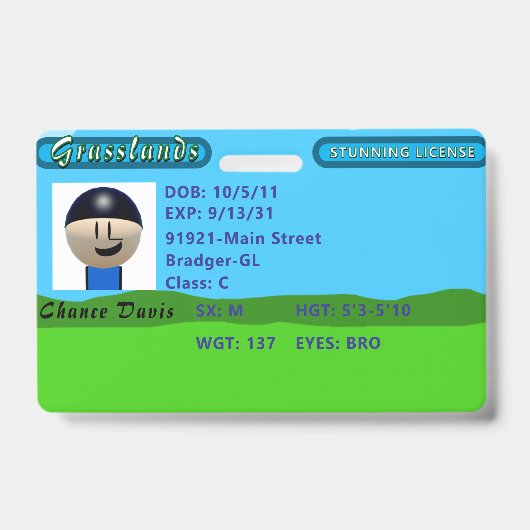 Chance's Stunning License Ausweis (Front)