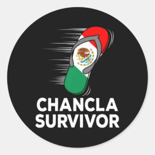 Chancla Survivor Mexico Flag Joke Runder Aufkleber