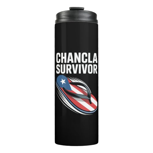 Chancla-Überlebender Lustiger Spanischer Witz Thermosbecher (Vorderseite)