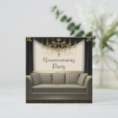 Chandeleir Sofa Housewarming Party Einladung (Stehend Vorderseite)