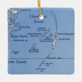 Chandeleur Islands Vintage Karte Keramikornament (Vorderseite)