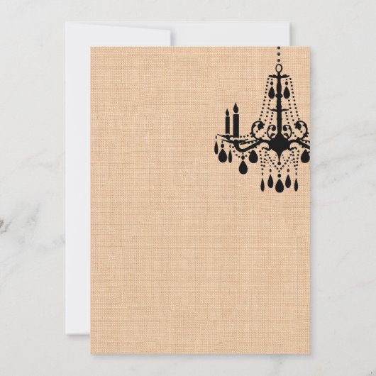 Chandelier auf Burlap Probe Dinner Einladung (Rückseite)