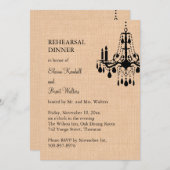 Chandelier auf Burlap Probe Dinner Einladung (Vorne/Hinten)