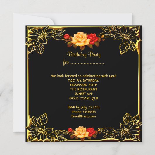 Chandelier Birthday Party Vintag Champagne Einladung (Rückseite)