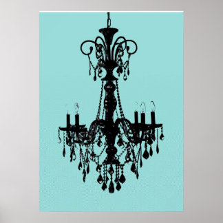 Chandelier Blue Poster
