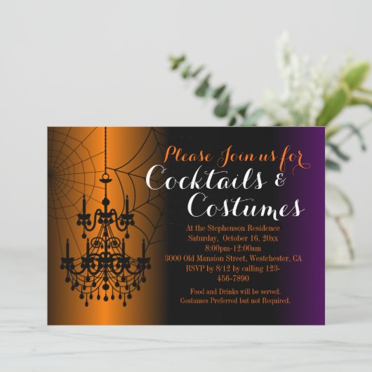 Chandelier Cocktail Kostüme Erwachsene Halloween-P Einladung (Stehend Vorderseite)