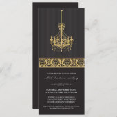 Chandelier Cocktail Party Invite (schwarz/gold) Einladung (Vorne/Hinten)